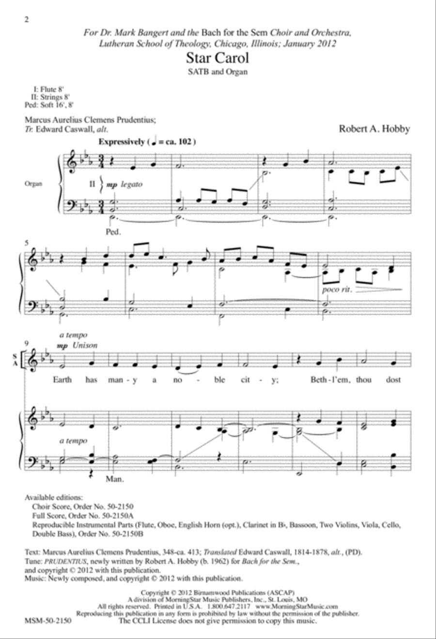 Star Carol (Downloadable Choral Score)