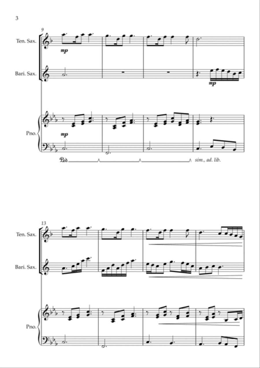 The Skye Boat Song (Theme from 'Outlander') - Tenor and Baritone Saxophone Duet with Piano Woodwind Duet scores gallery preview page 4
