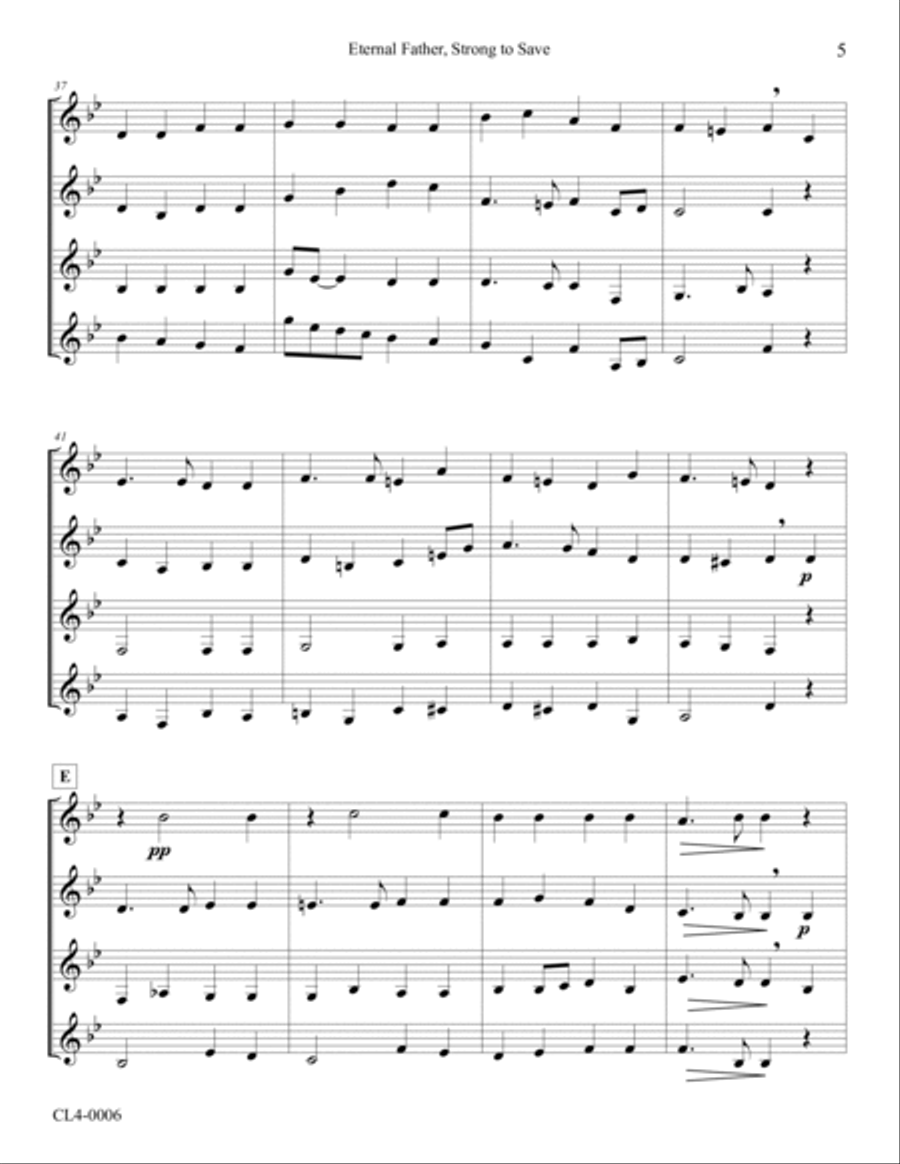 Eternal Father, Strong to Save (Navy Hymn) Woodwind Quartet scores gallery preview page 5
