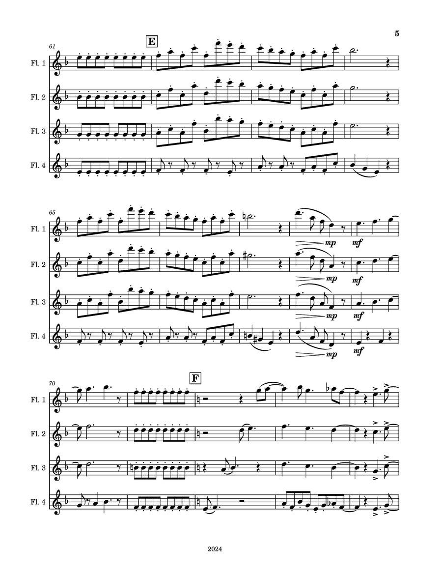 Four Butterflies on the Lawn Woodwind Quartet scores gallery preview page 5