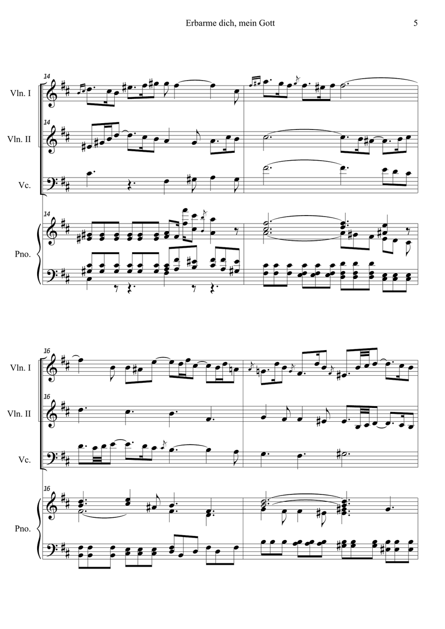 Erbarme dich, mein Gott by Johann Sebastian Bach Piano Quartet - Digital Sheet Music page 5