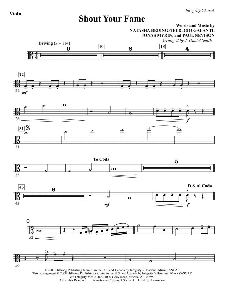 Shout Your Fame - Viola Choir scores gallery preview page 1