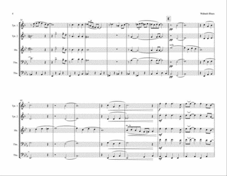 Wabash Blues Wabash Blues Brass Ensemble scores gallery preview page 4