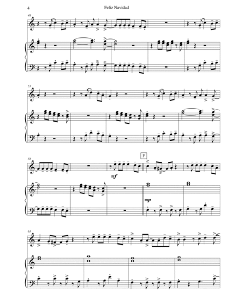 Feliz Navidad Flute Solo scores gallery preview page 6