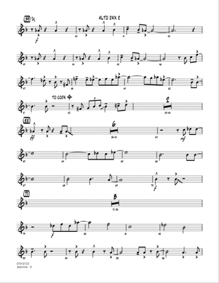 Jeannine - Alto Sax 2 Jazz Ensemble scores gallery preview page 2