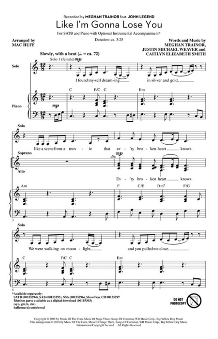 Like I'm Gonna Lose You Like I'm Gonna Lose You 4-Part scores gallery preview page 2