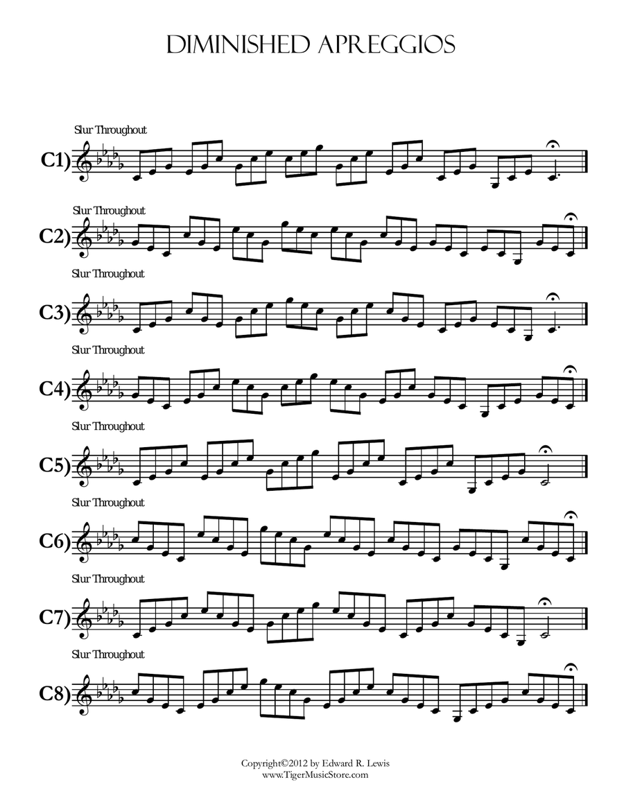 Trumpet Player Diminished Arpeggios by Eddie Lewis Trumpet Solo scores gallery preview page 3