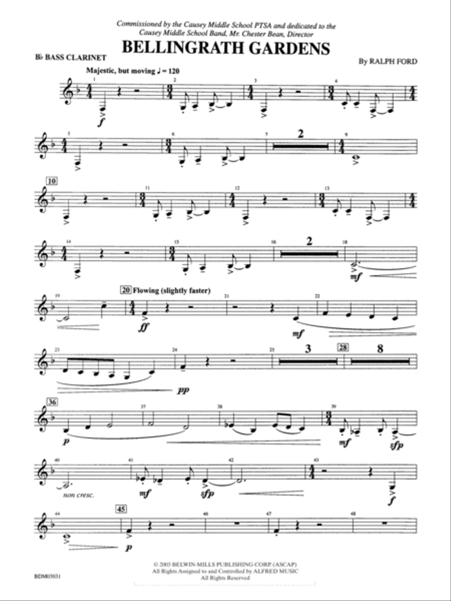 Bellingrath Gardens: B-flat Bass Clarinet Concert Band scores gallery preview page 1