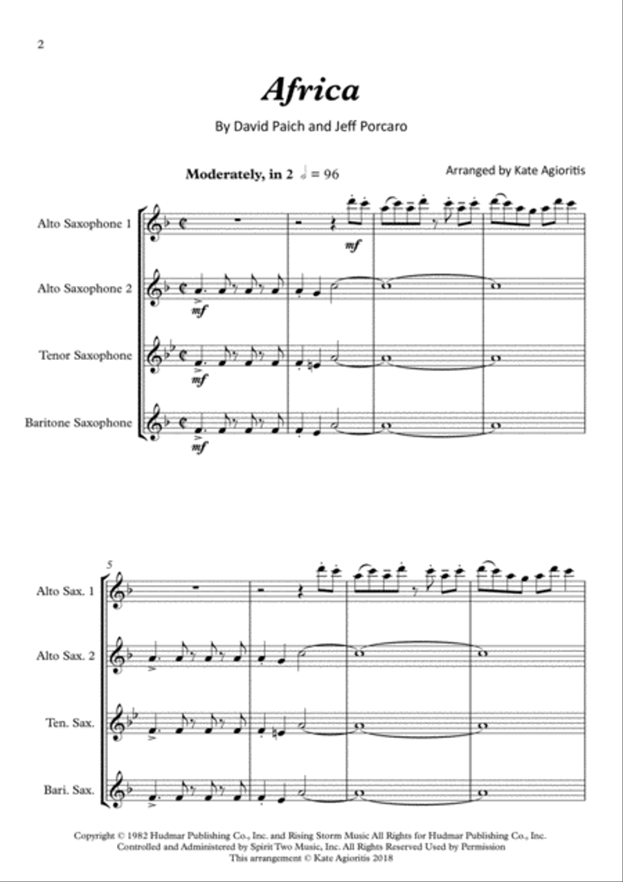 Africa Saxophone Quartet scores gallery preview page 2