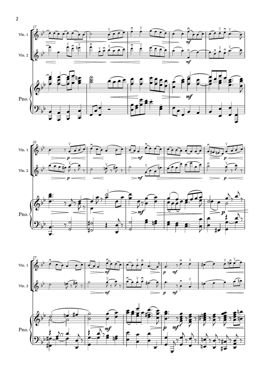 Bach - Gavotte in G Minor - 2nd. Violin Part & New Piano Part - Suzuki Bk.3 Violin Solo scores gallery preview page 2