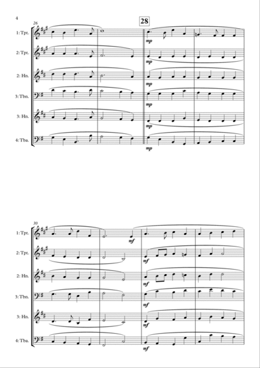 In The Bleak Midwinter by Harold Darke - BRASS QUARTET/QUINTET Brass Quartet scores gallery preview page 6