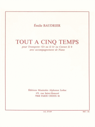 Book cover for Tout A Cinq Temps (trumpet & Piano)