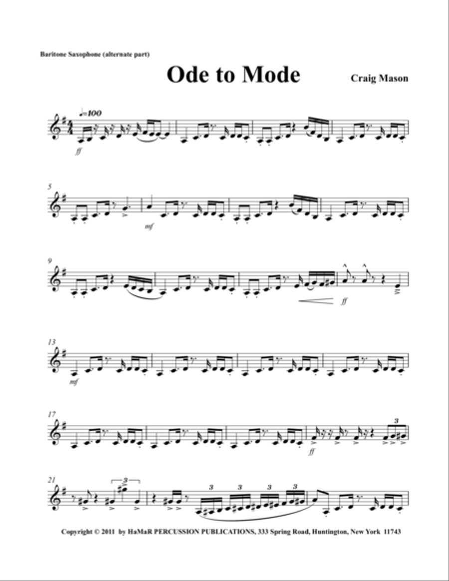 Ode to Mode Baritone Saxophone scores gallery preview page 1