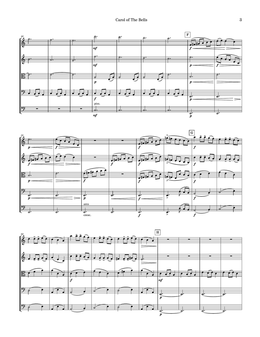 Carol of The Bells String Orchestra-Quintet String Orchestra scores gallery preview page 4