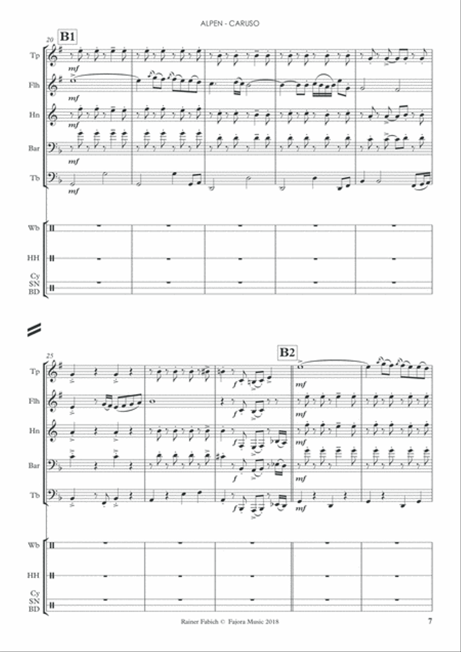 ALPEN CARUSO for Brass Quintet Percussion Ensemble scores gallery preview page 6