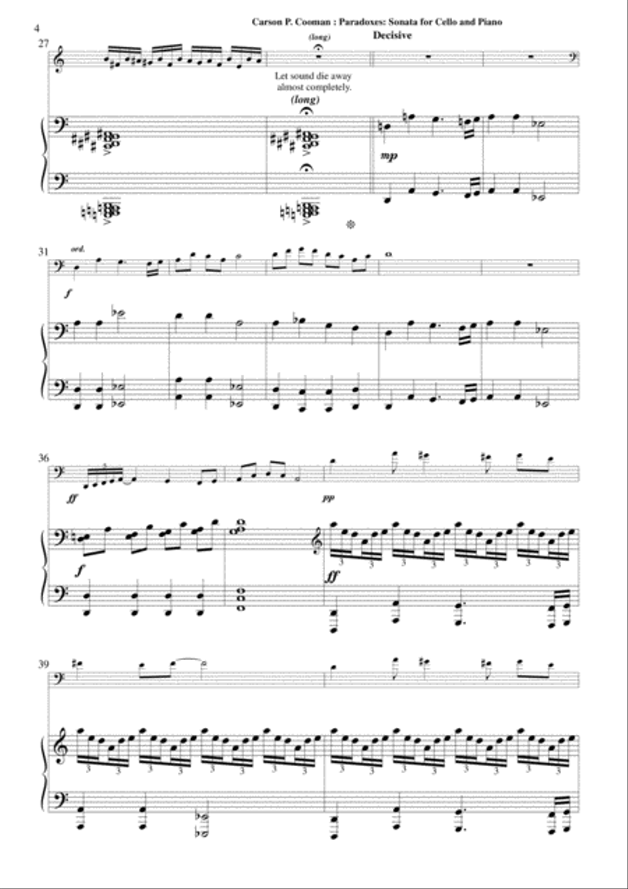 Carson Cooman: Paradoxes: Sonata for Cello and Piano (1998) Piano scores gallery preview page 4