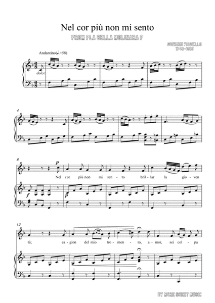 Paisiello-Nel cor più non mi sento in F Major,for Voice and Piano image number null