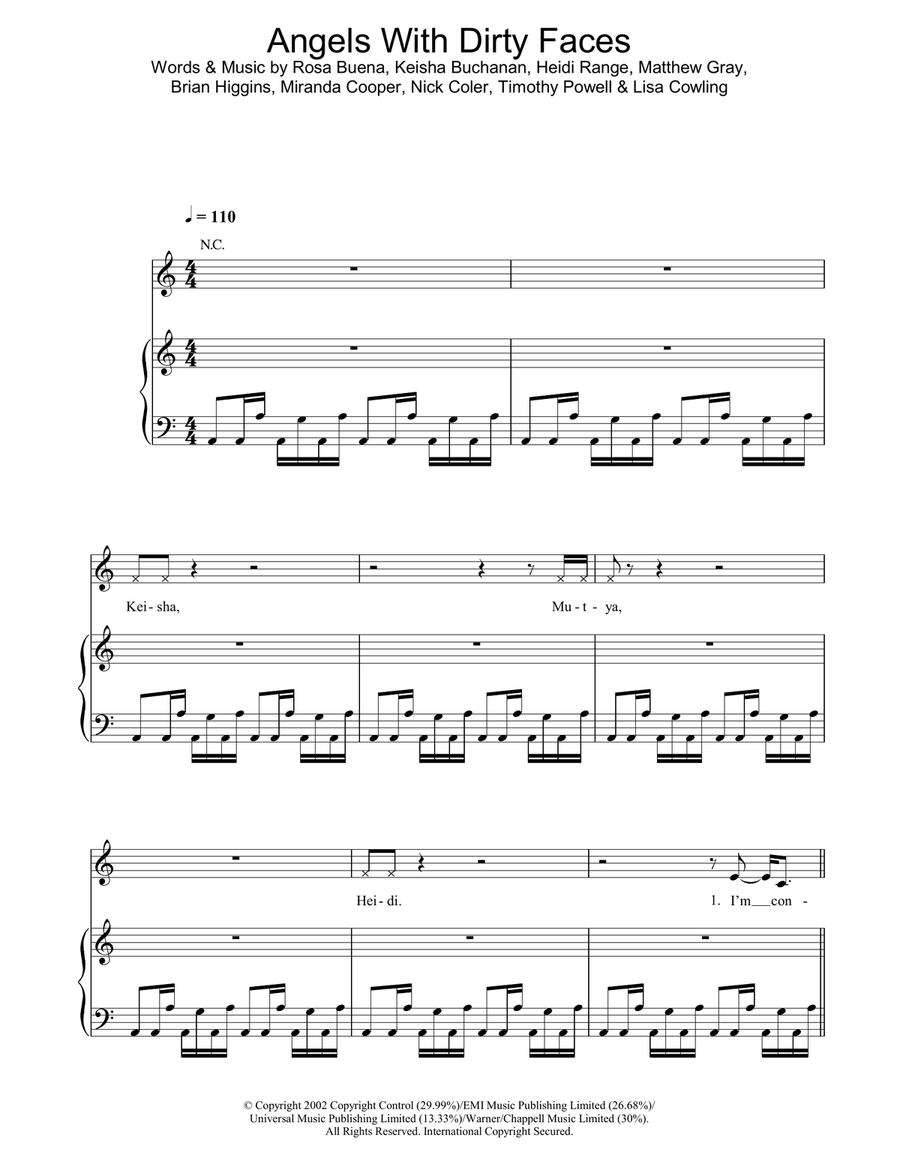 Angels With Dirty Faces Angels With Dirty Faces Piano, Vocal, Guitar scores gallery preview page 1