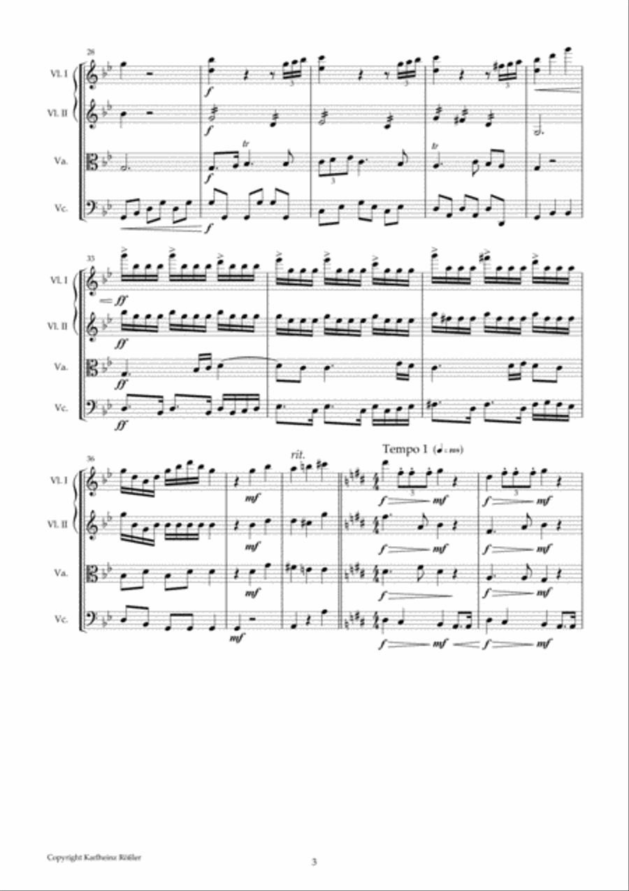 String quartet No. 1 G Major - A travel through the times String Quartet scores gallery preview page 3