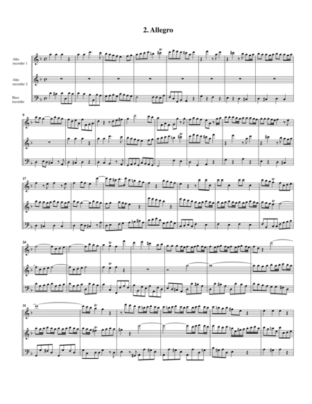 Trio sonata HWV 393 (Arrangement for 3 recorders (AAB))