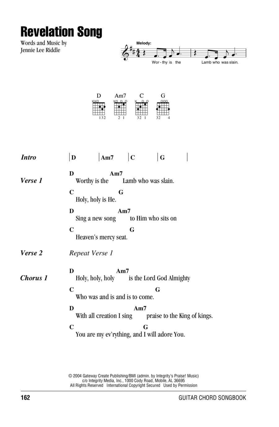 Revelation Song Easy Guitar scores gallery preview page 1