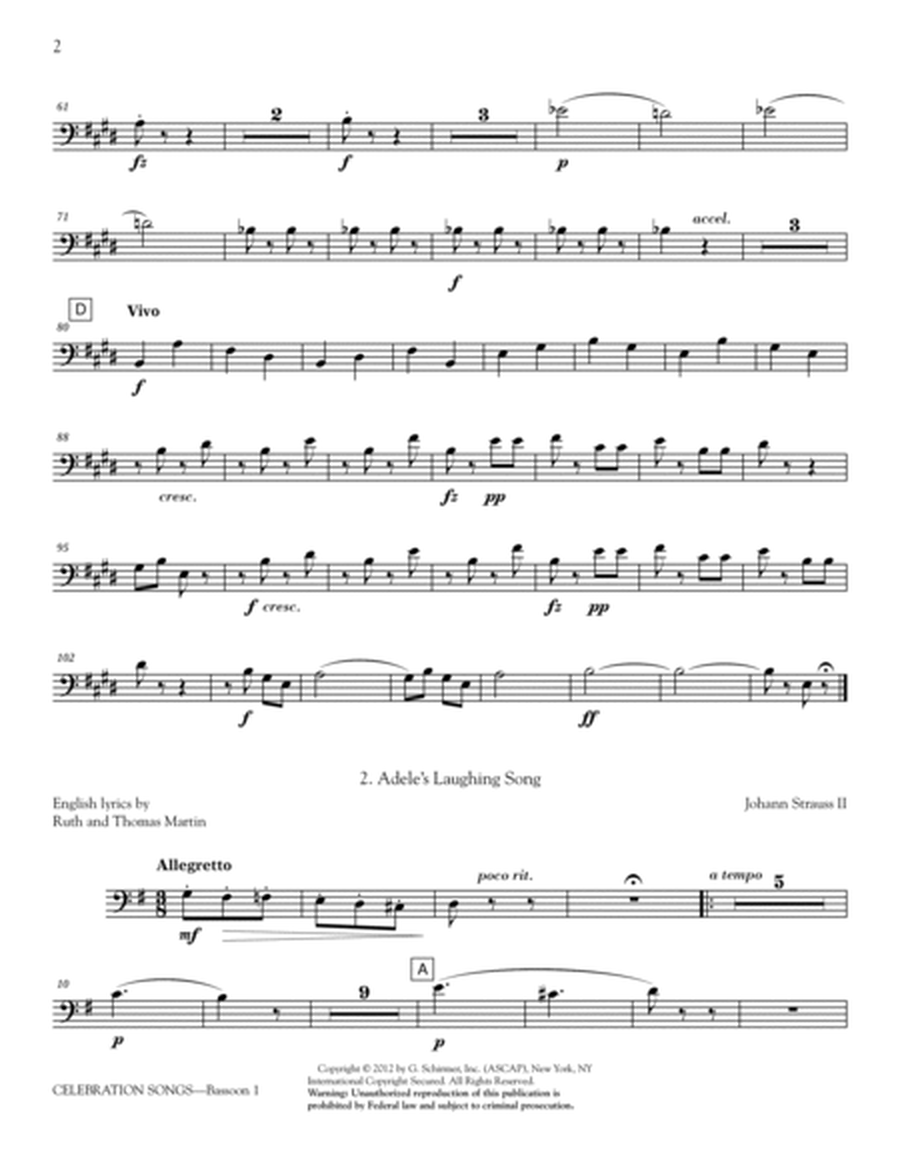 Celebration Songs (from Die Fledermaus) - Bassoon 1