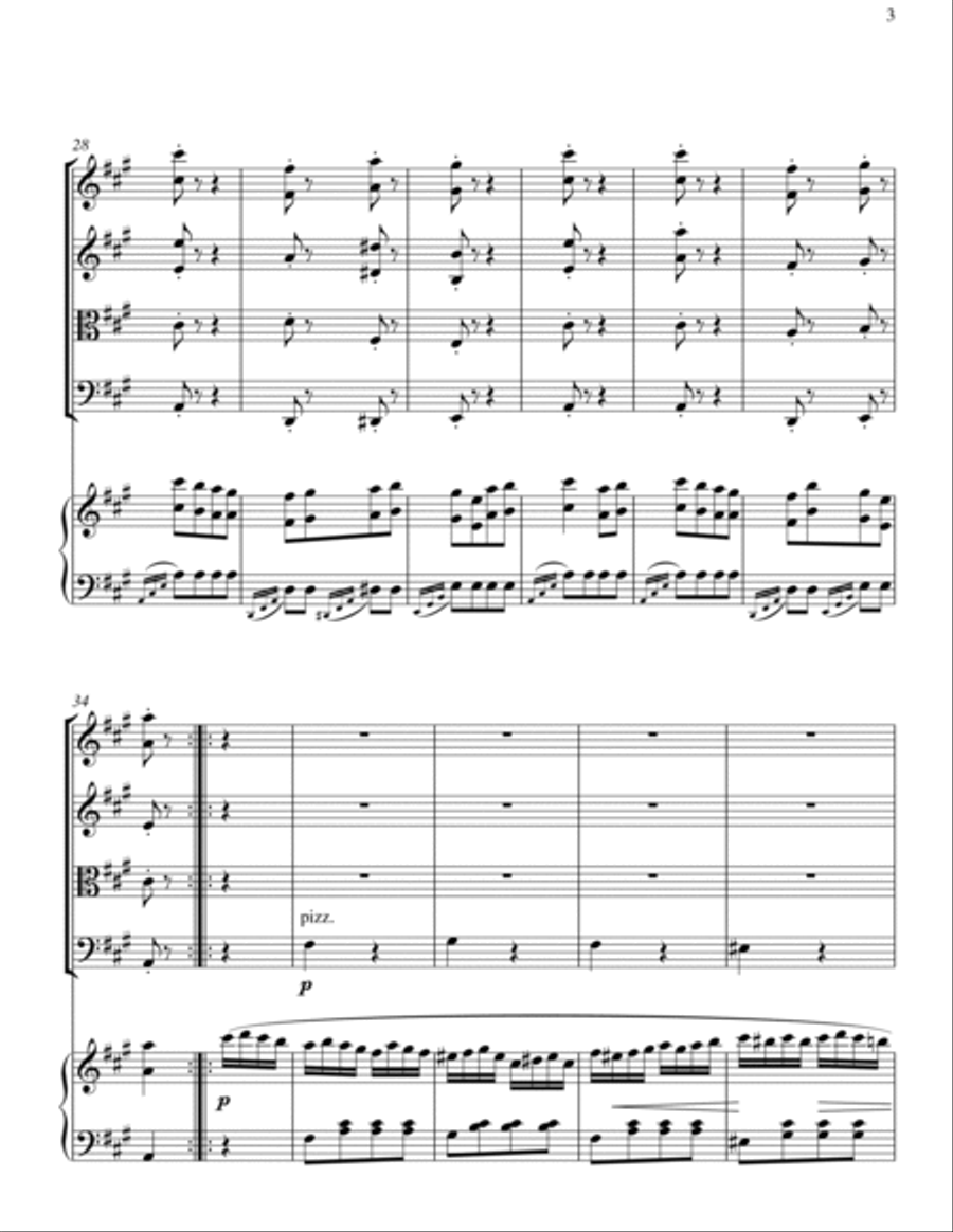 Mozart Turkish March arranged for Piano and String Orchestra Chamber Orchestra scores gallery preview page 3