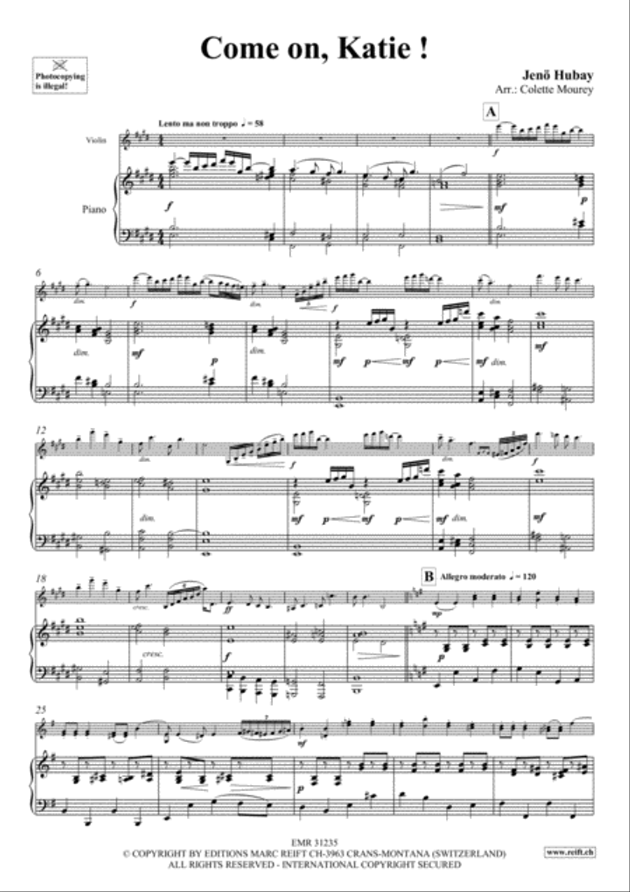 Come on, Katie Come on, Katie Violin Solo scores gallery preview page 6