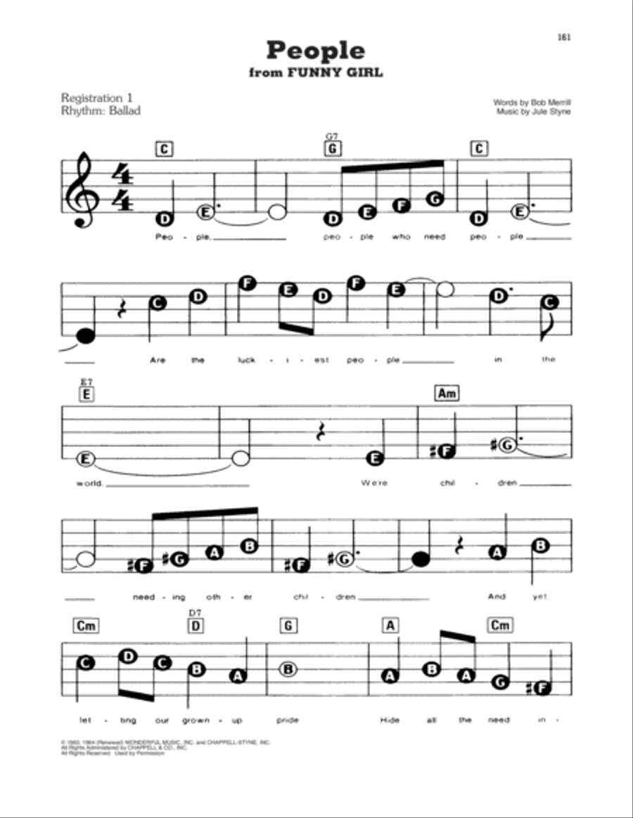 People (from Funny Girl) People (from Funny Girl) Electronic Keyboard scores gallery preview page 1