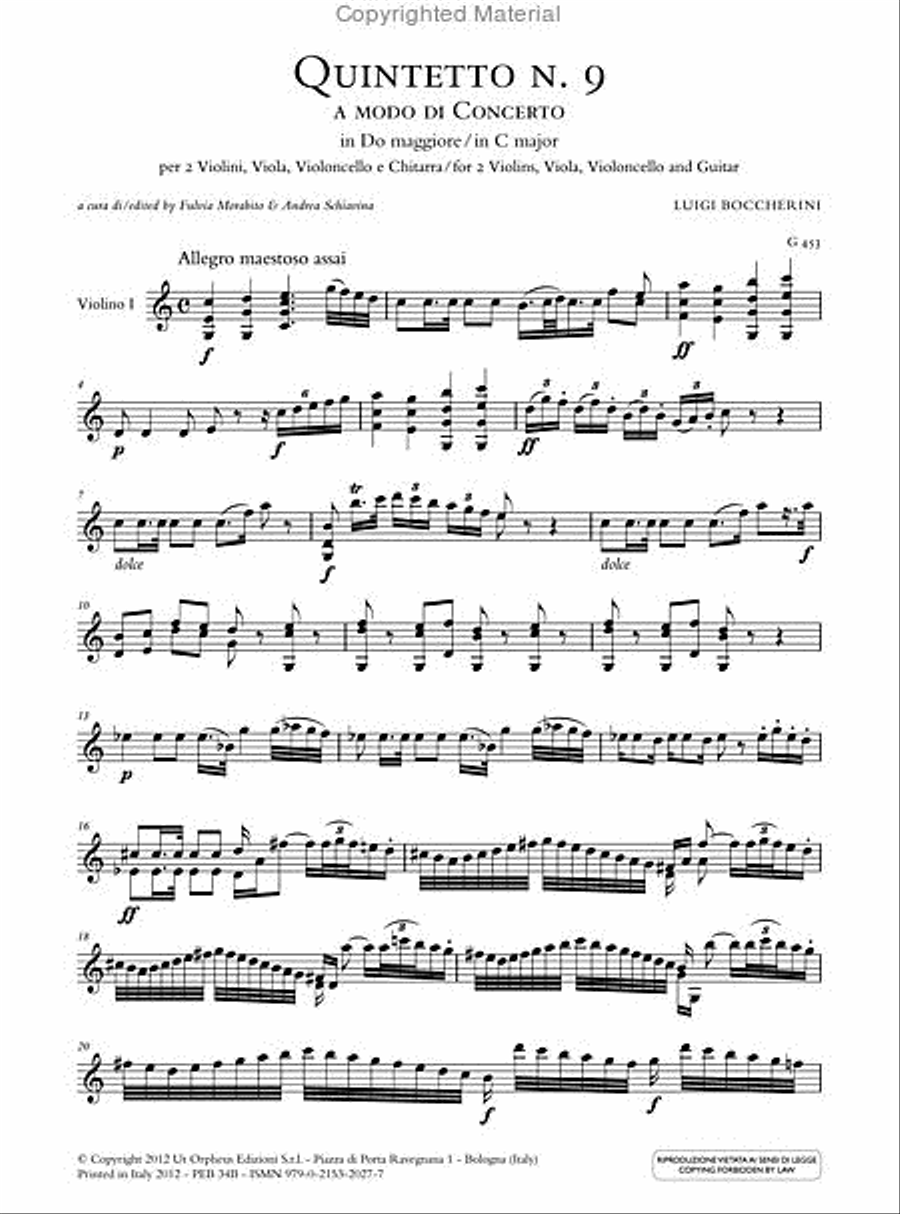 Quintet No. 9 in C major (G 453) for 2 Violins, Viola, Violoncello and Guitar String Orchestra scores gallery preview page 2