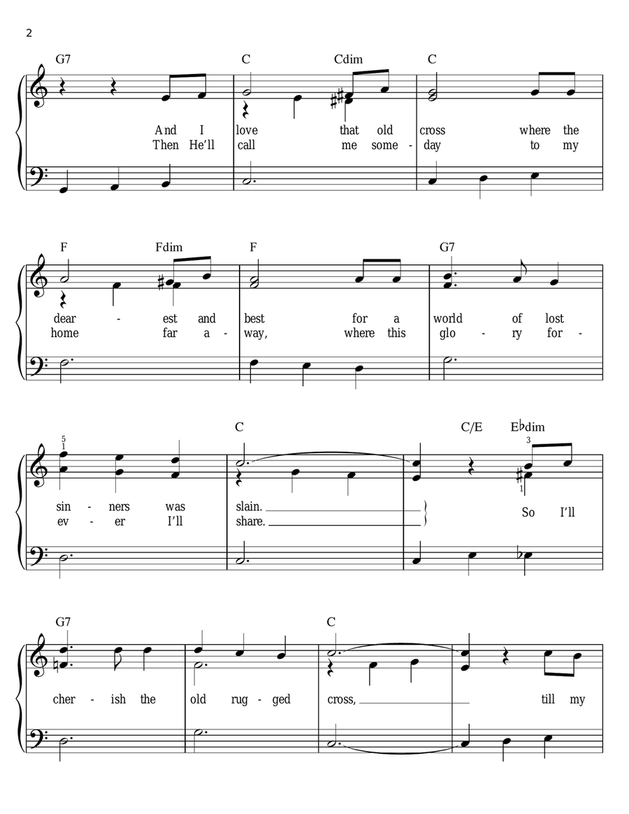 The Old Rugged Cross Voice scores gallery preview page 2