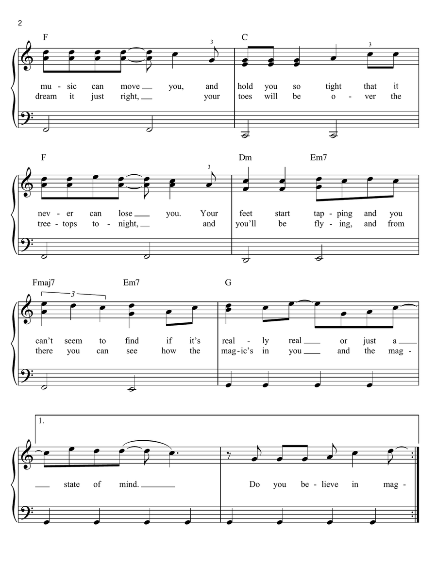 Do You Believe In Magic Easy Piano scores gallery preview page 2