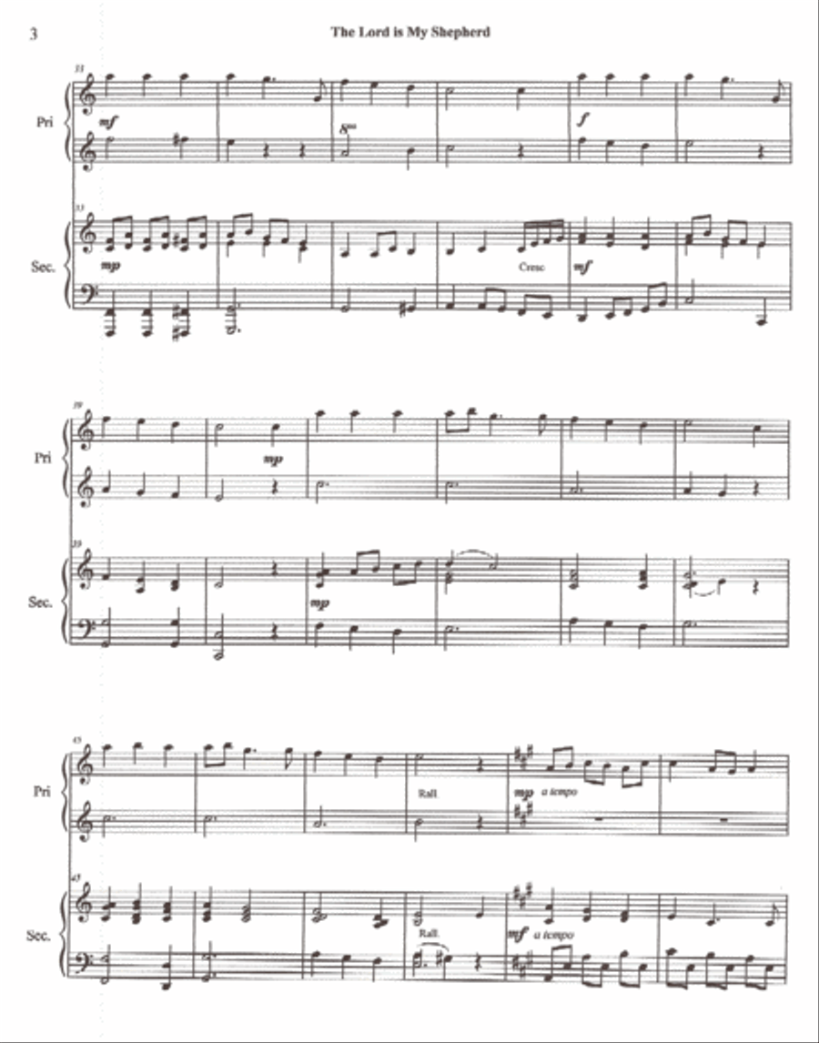 The Lord is My Shepherd piano duet Piano Duet scores gallery preview page 3