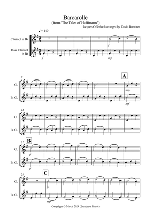 Barcarolle "The Tales of Hoffmann" for Clarinet and Bass Clarinet Duet