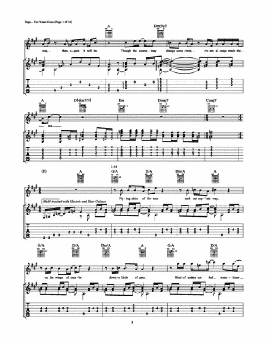 Ten Years Gone Electric Guitar scores gallery preview page 3