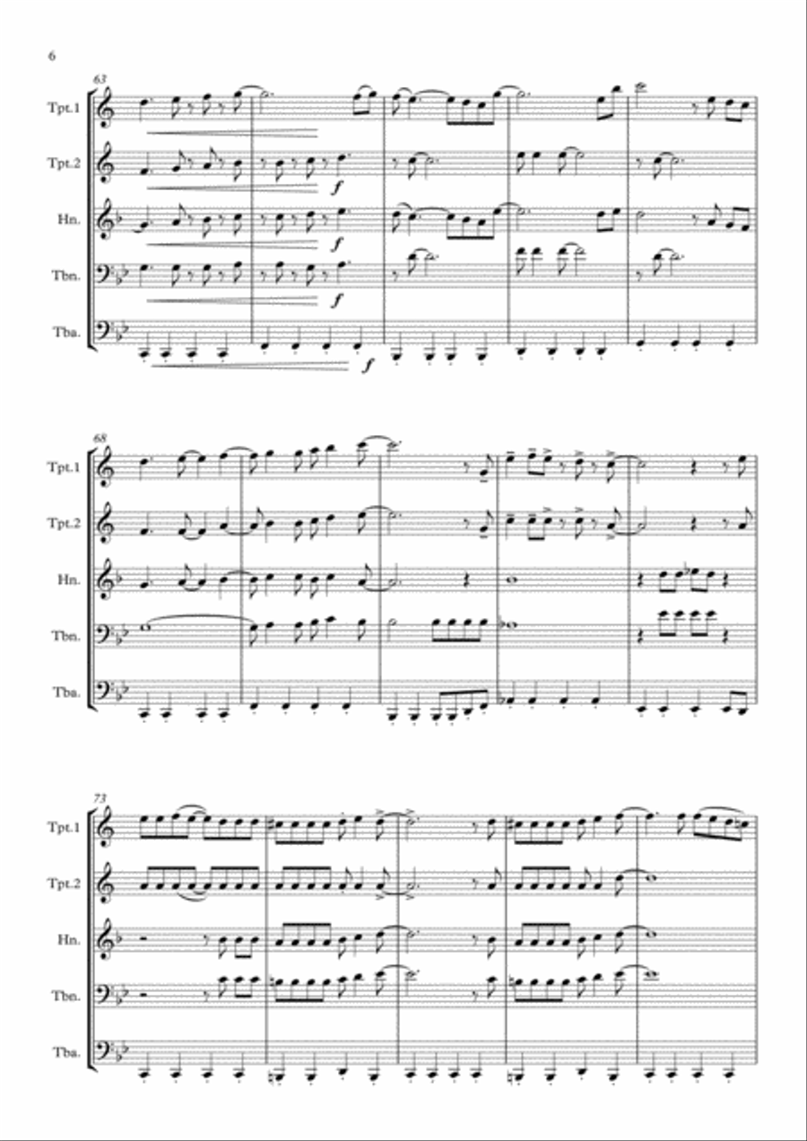 Don't Stop Me Now Brass Quintet scores gallery preview page 6