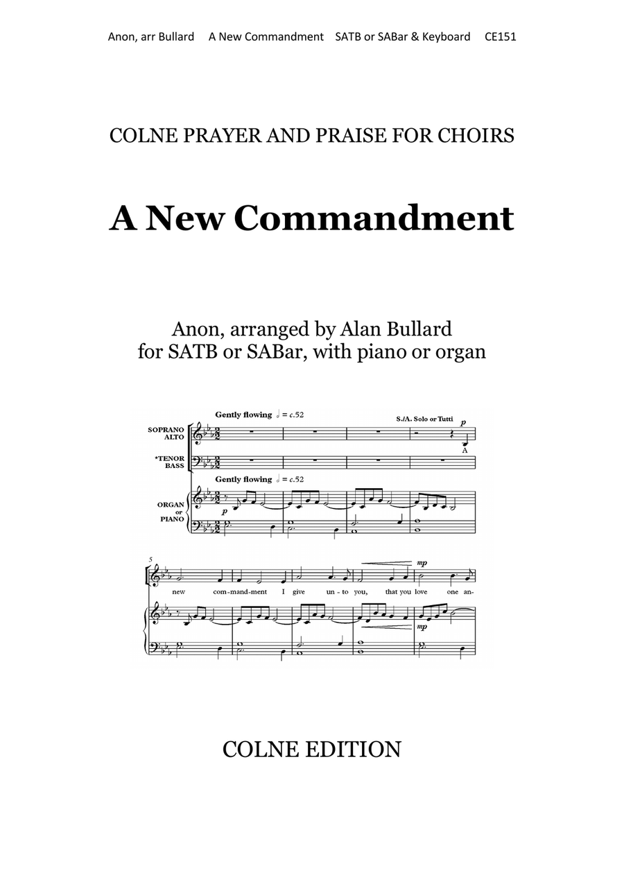 A New Commandment (arranged by Alan Bullard for SATB and keyboard) 4-Part scores gallery preview page 1