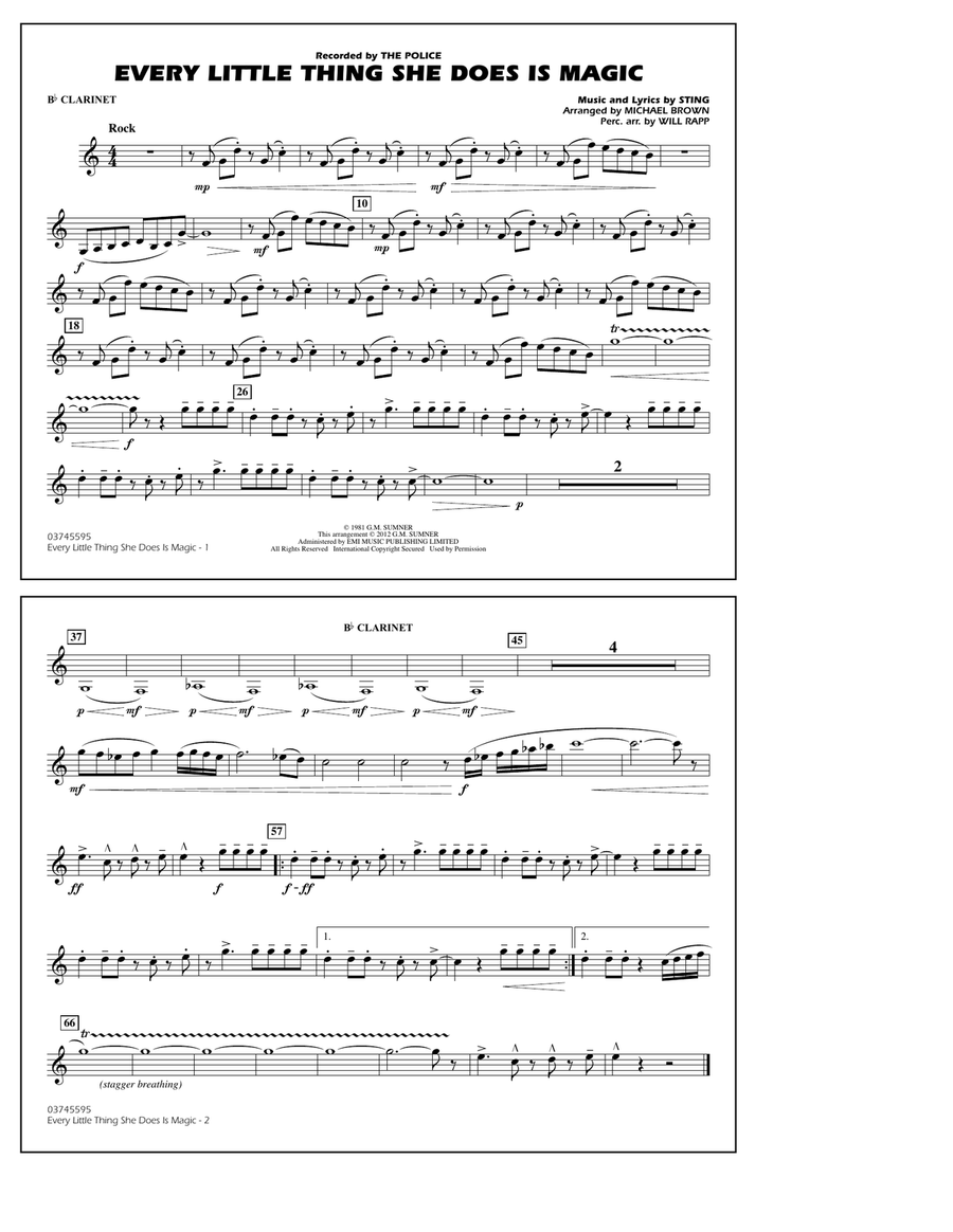 Every Little Thing She Does Is Magic - Bb Clarinet Marching Band scores gallery preview page 1