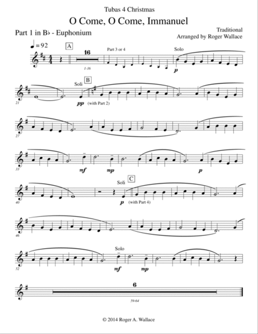 O Come, O Come, Immanuel (Emmanuel) - Tuba Quartet Brass Quartet scores gallery preview page 5