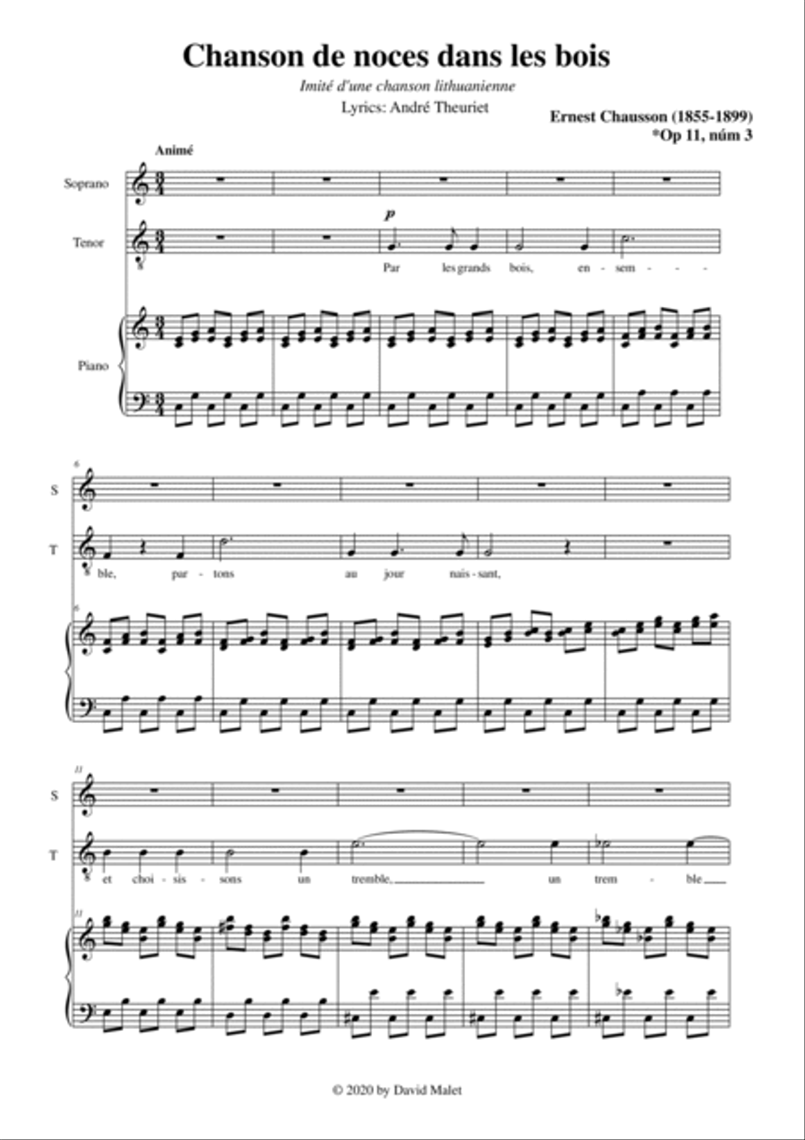 Chanson de noces dans les bois, op 11 n. 3 Vocal Duet scores gallery preview page 2