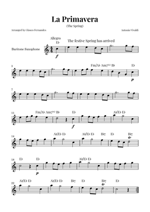La Primavera (The Spring) by Vivaldi - Baritone Saxophone Solo with Chord Notations