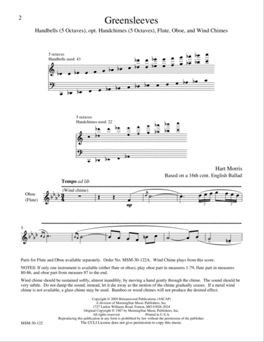 Greensleeves Greensleeves Handbell Choir scores gallery preview page 2