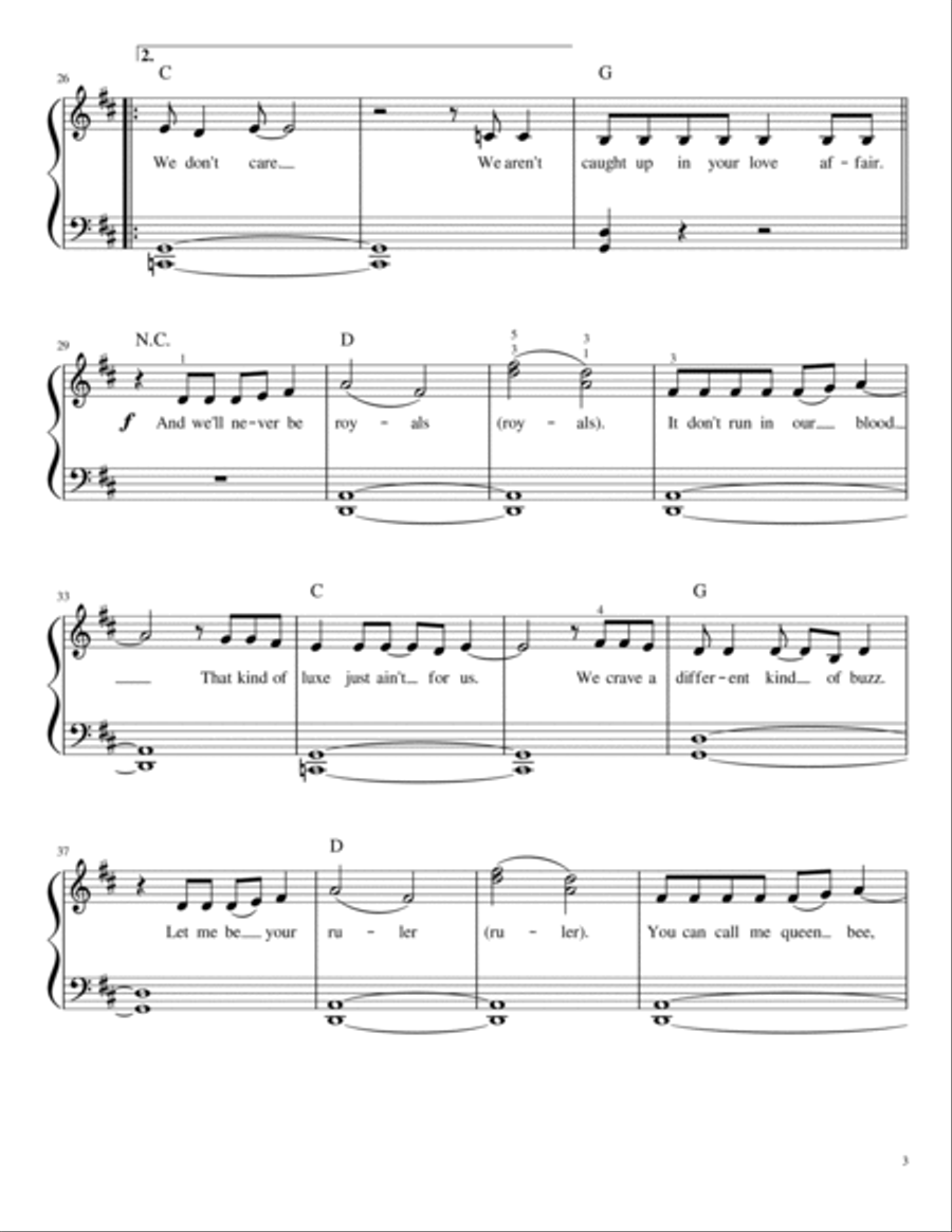 Royals Piano Solo scores gallery preview page 4