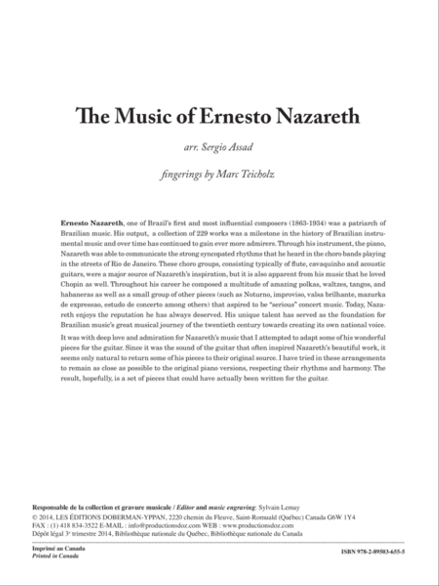 The Music of Ernesto Nazareth Classical Guitar scores gallery preview page 1
