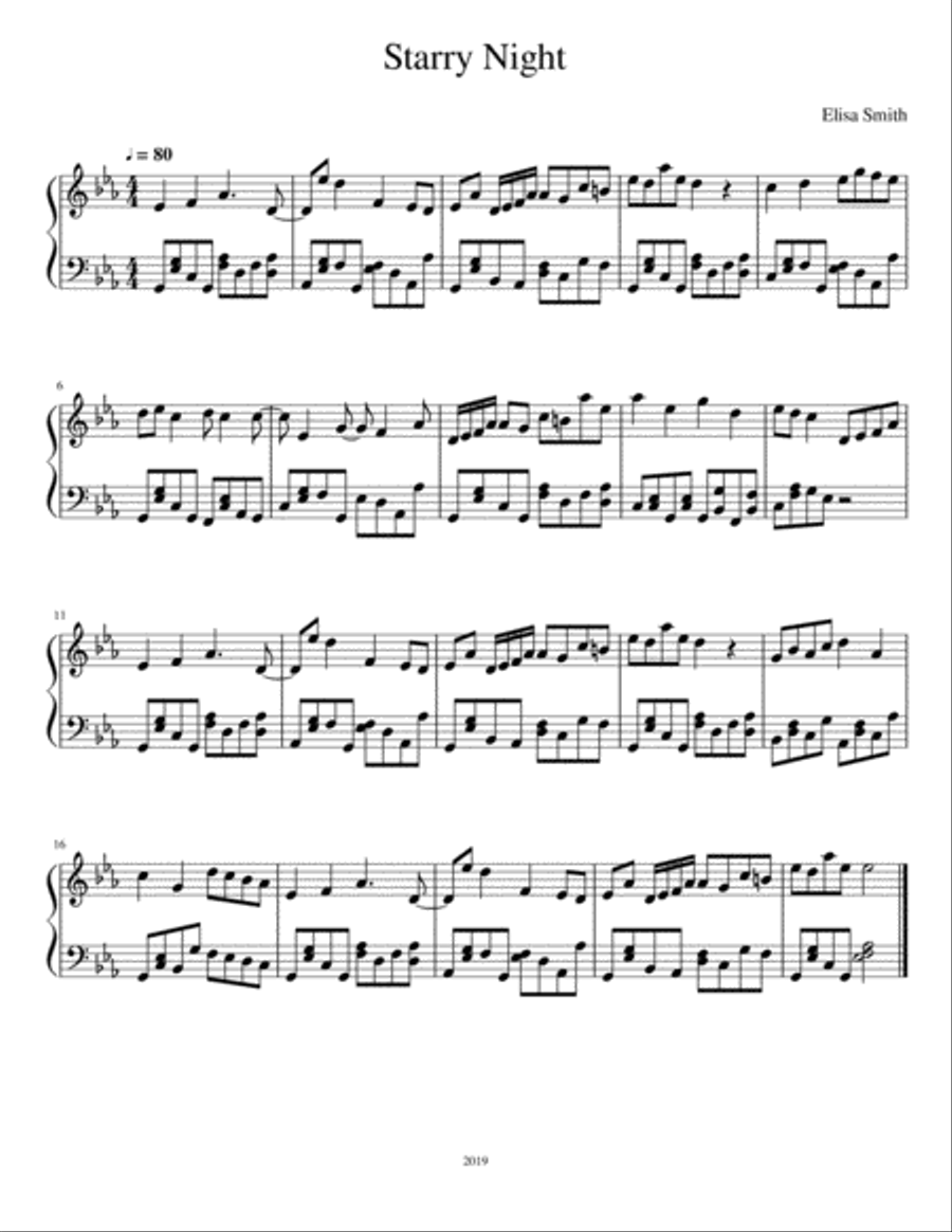 Starry Night Piano Solo scores gallery preview page 1