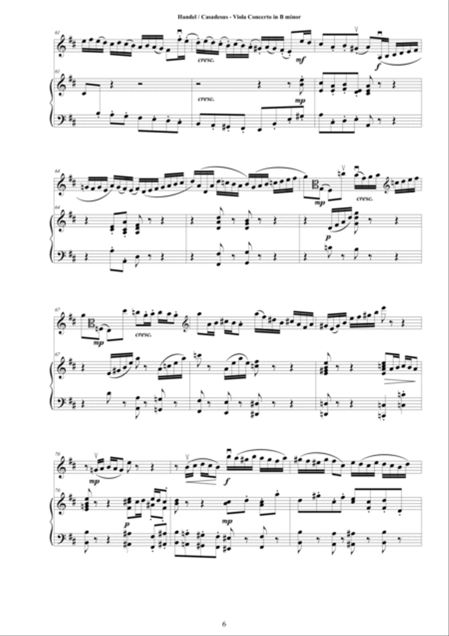 Handel-Casadesus - Viola Concerto in B minor for Viola and Piano Piano scores gallery preview page 6