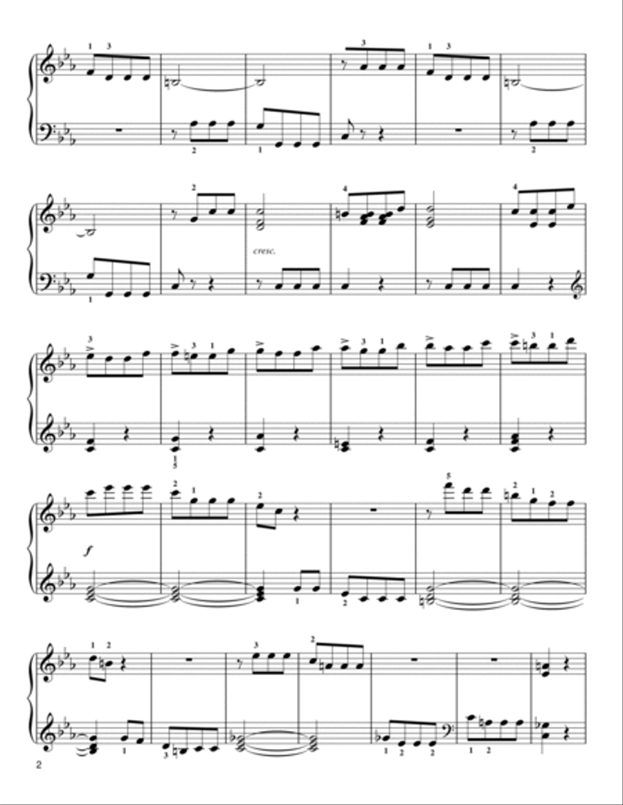 Symphony No. 5 in C Minor, First Movement Excerpt Easy Piano scores gallery preview page 2