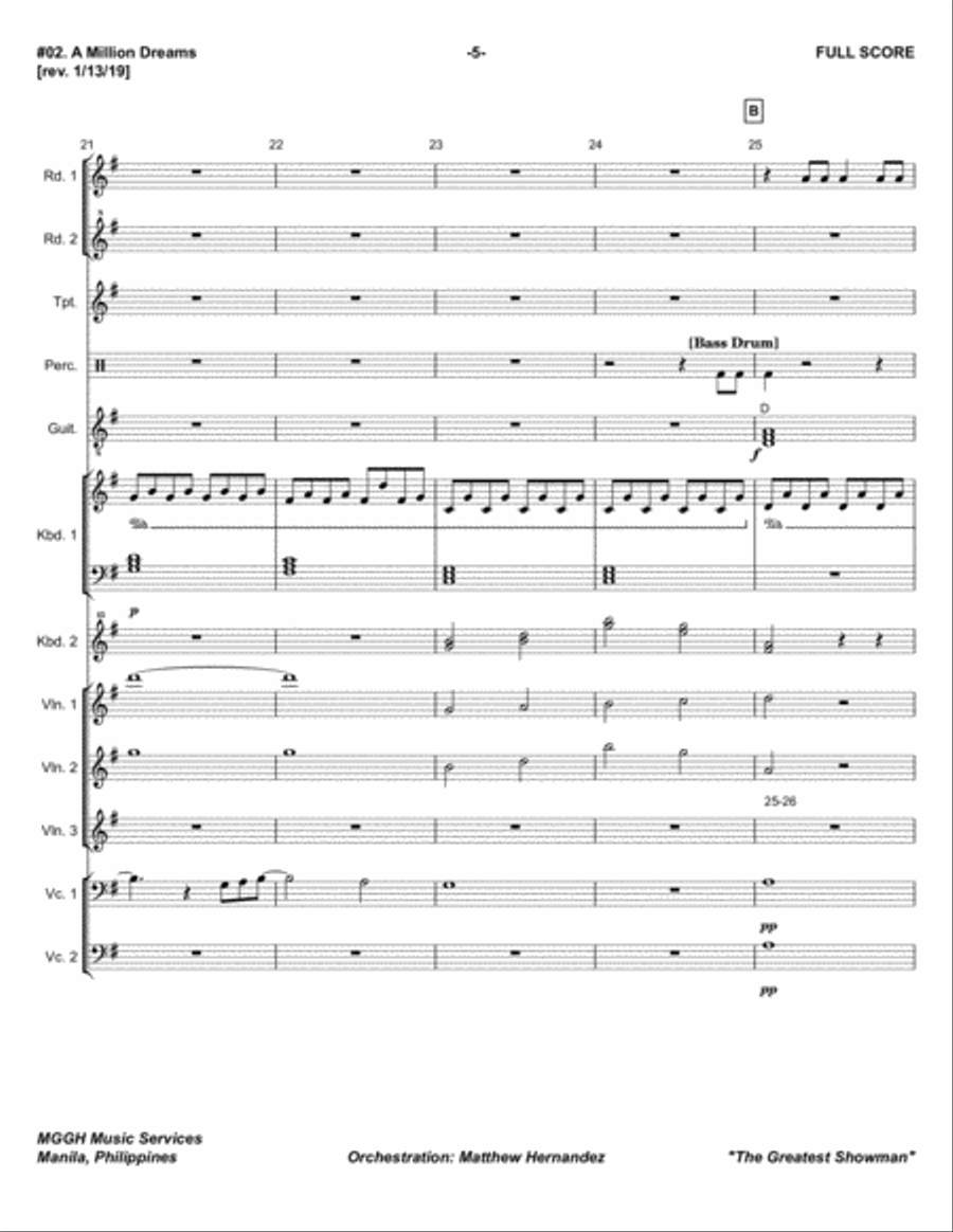 A Million Dreams Piano, Vocal, Guitar scores gallery preview page 5