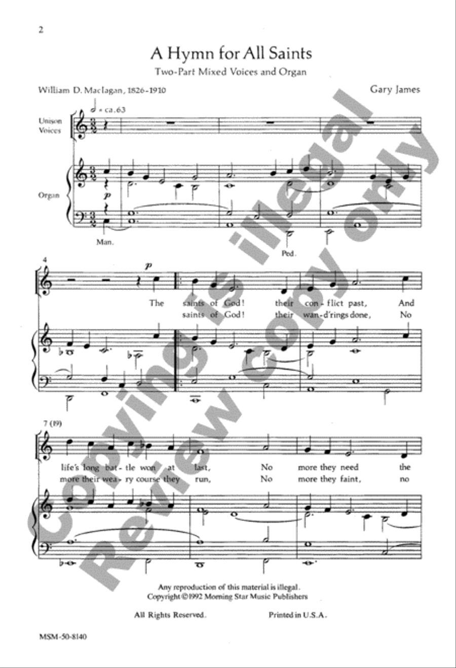 A Hymn of All Saints 2-Part scores gallery preview page 2