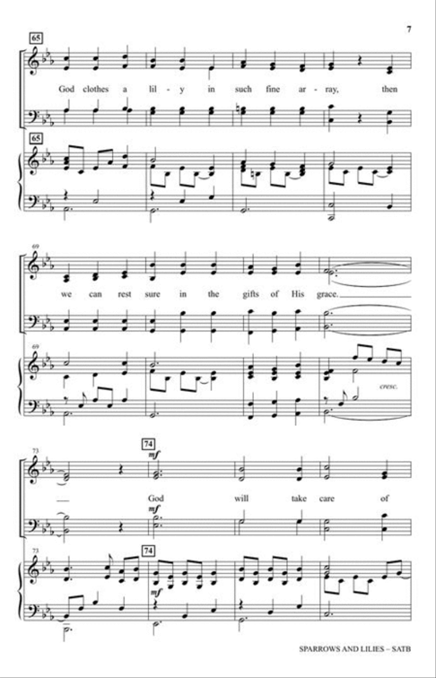 Sparrows and Lilies 4-Part scores gallery preview page 5